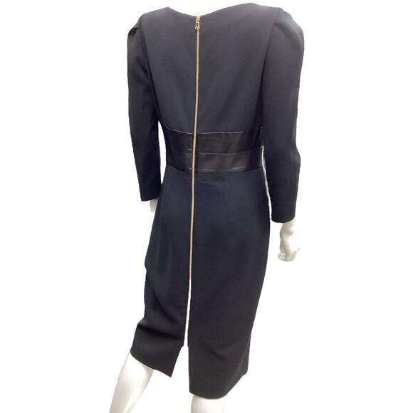 Vintage Emilio Pucci Dress Women’s Size 10 Wool Lambskin Leather Waistline Black - Picture 4 of 5